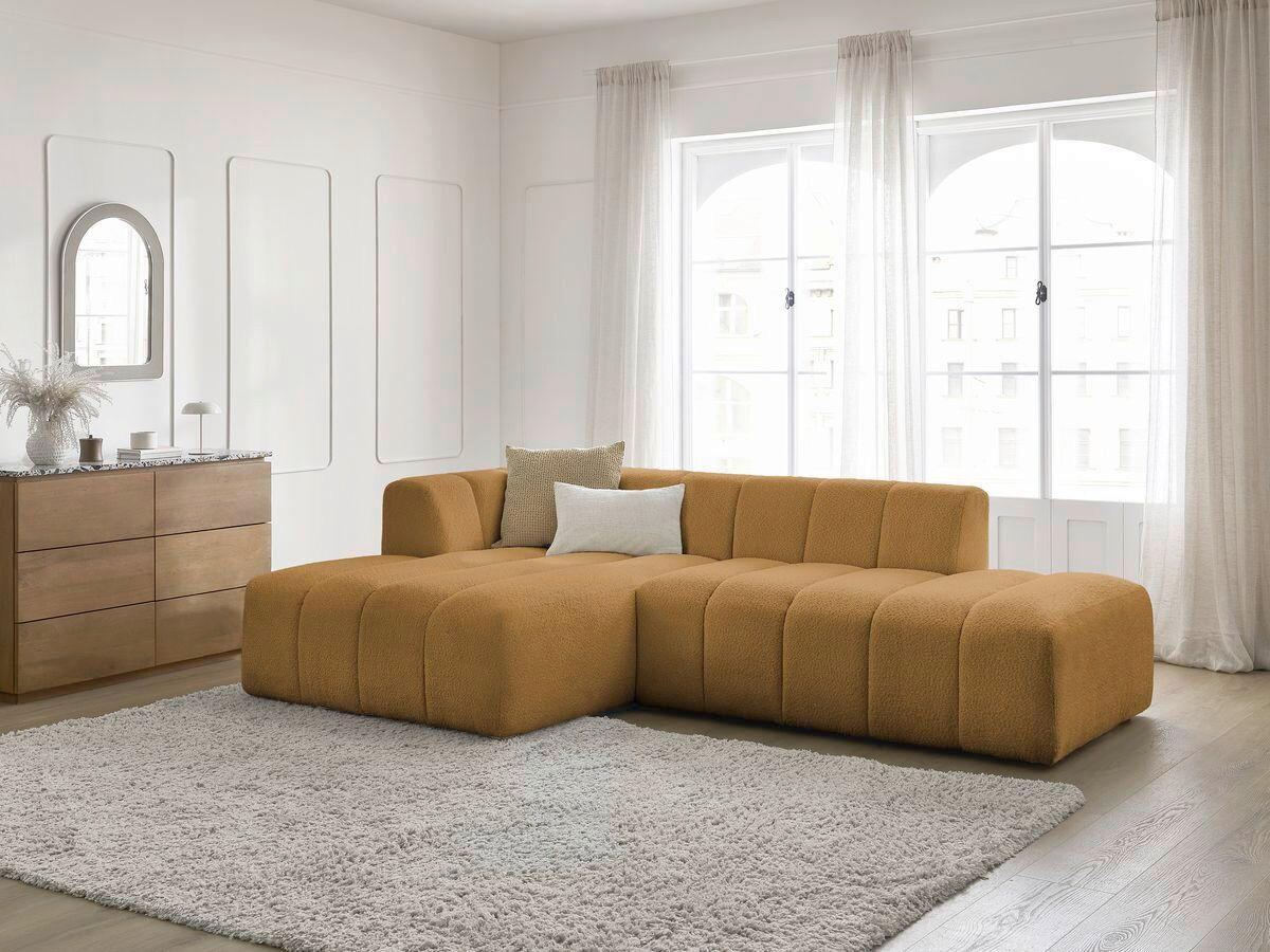 ECKSOFA  ANNECY Gelb Bouclé  - Gelb/Schwarz, MODERN, Kunststoff/Textil (170/262cm)
