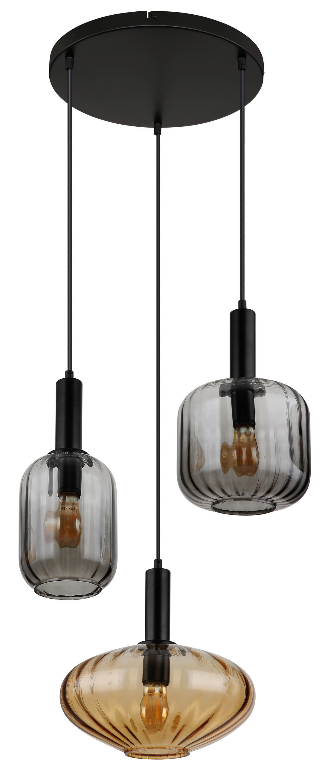 HÄNGELEUCHTE VALLETTA 55/150 cm   - Klar/Bernsteinfarben, Trend, Glas/Kunststoff (55/150cm) - Globo