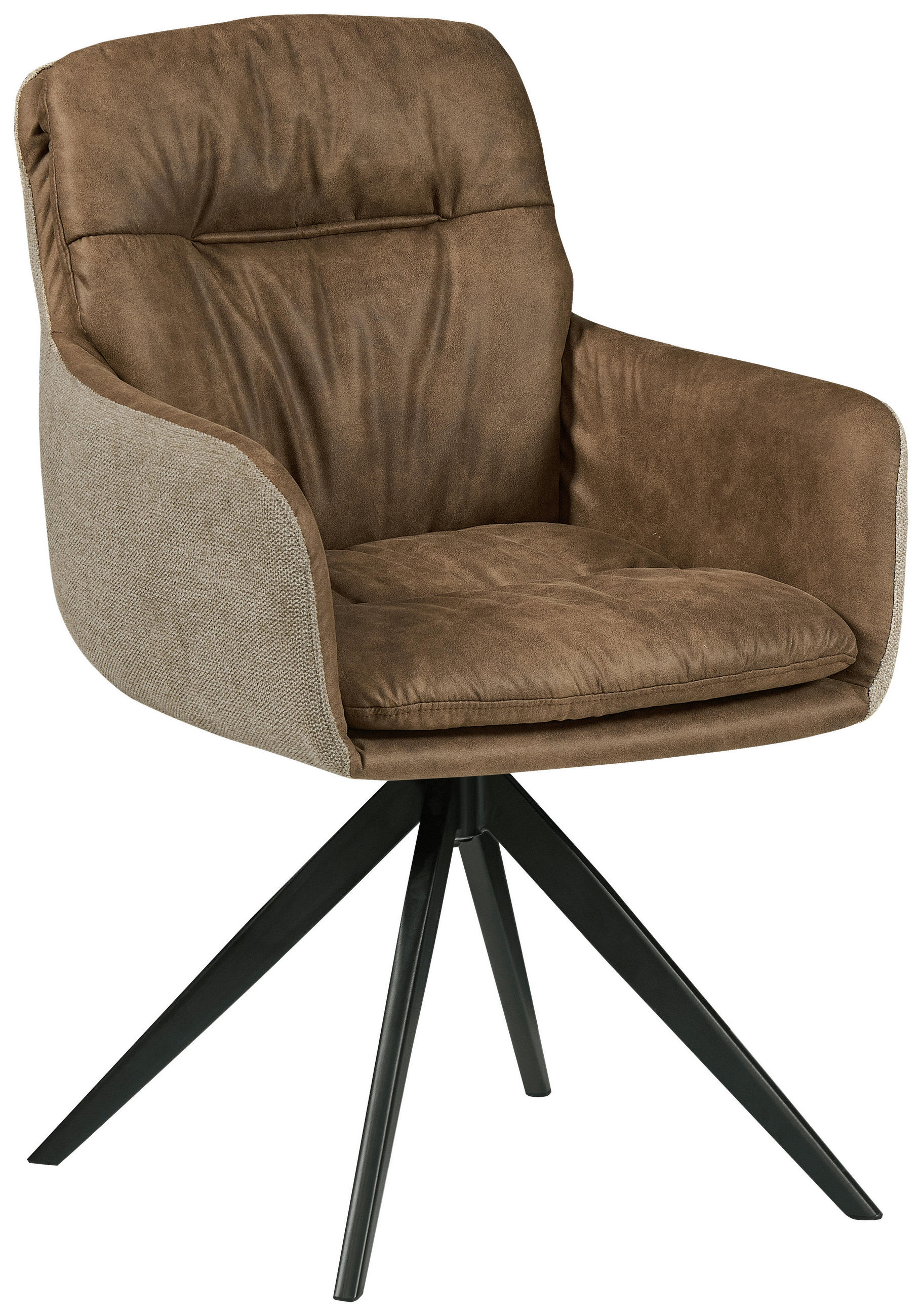 ŽIDLE S PODRUČKAMI, vzhled kůže, splétaný textil, hnědá - černá/hnědá, Moderní, kov/textil (57/87/64,5cm) - MID.YOU