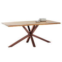 ESSTISCH 200/100/78 cm Echtholz  Holz, Metall rechteckig Braun, Naturfarben  - Braun/Naturfarben, MODERN, Holz/Metall (200/100/78cm) - MID.YOU