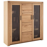HIGHBOARD  in 137/139/37 cm  - Eichefarben/Anthrazit, Design, Glas/Holz (137/139/37cm) - Livetastic