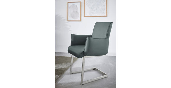 ARMLEHNSTUHL , , Mikrofaser  - Edelstahlfarben/Graublau, Design, Holzwerkstoff/Textil (63/91/60cm) - Dieter Knoll