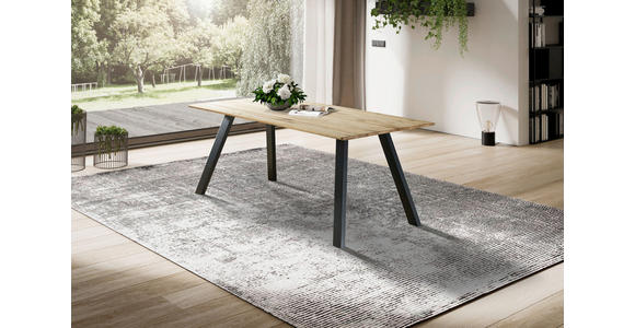 ESSTISCH Eiche massiv rechteckig Schwarz, Eichefarben  - Eichefarben/Schwarz, LIFESTYLE, Holz/Metall (200/100/75cm) - Linea Natura