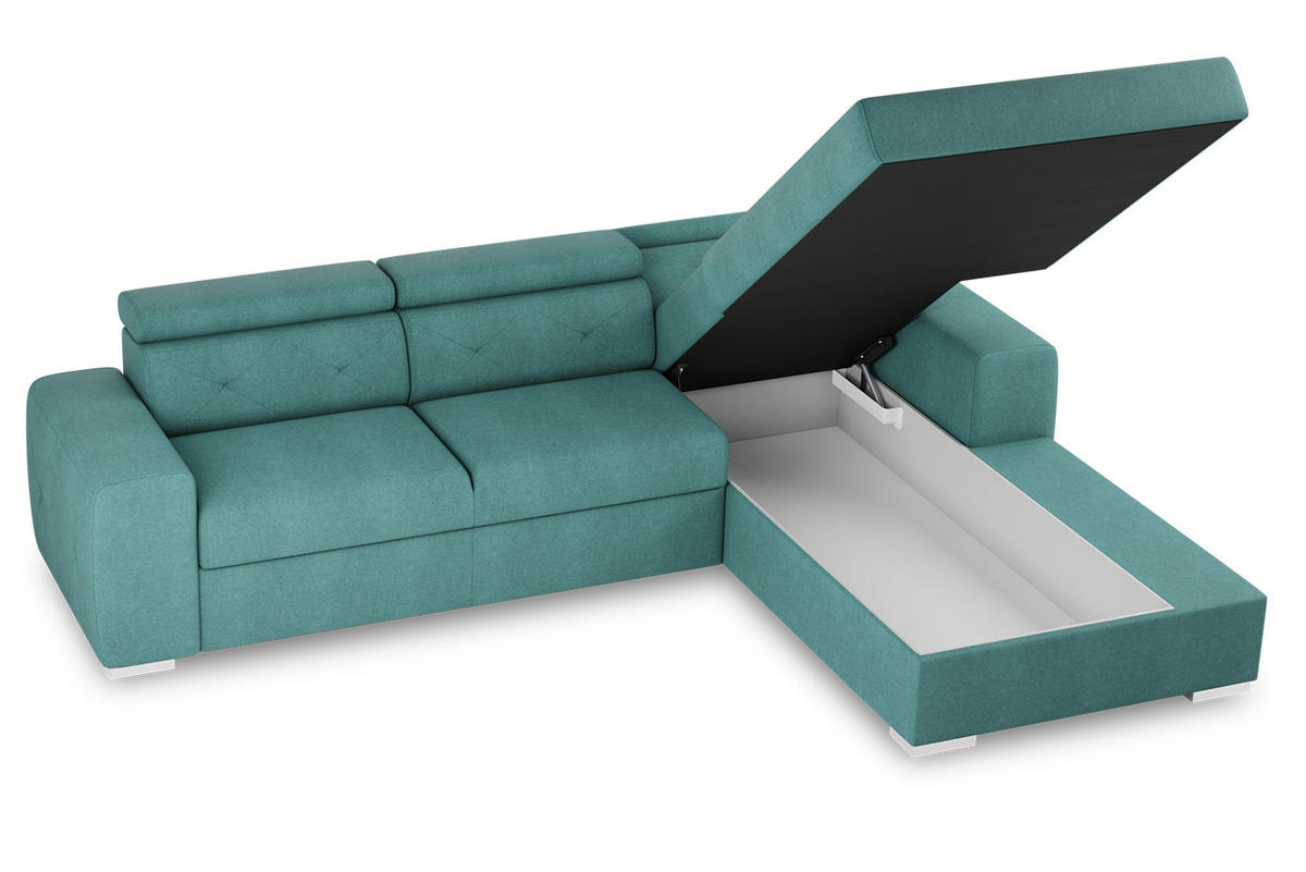 ECKSCHLAFSOFA in Grün Textil   - Silberfarben/Grün, Design, Textil (296/195cm) - MID.YOU