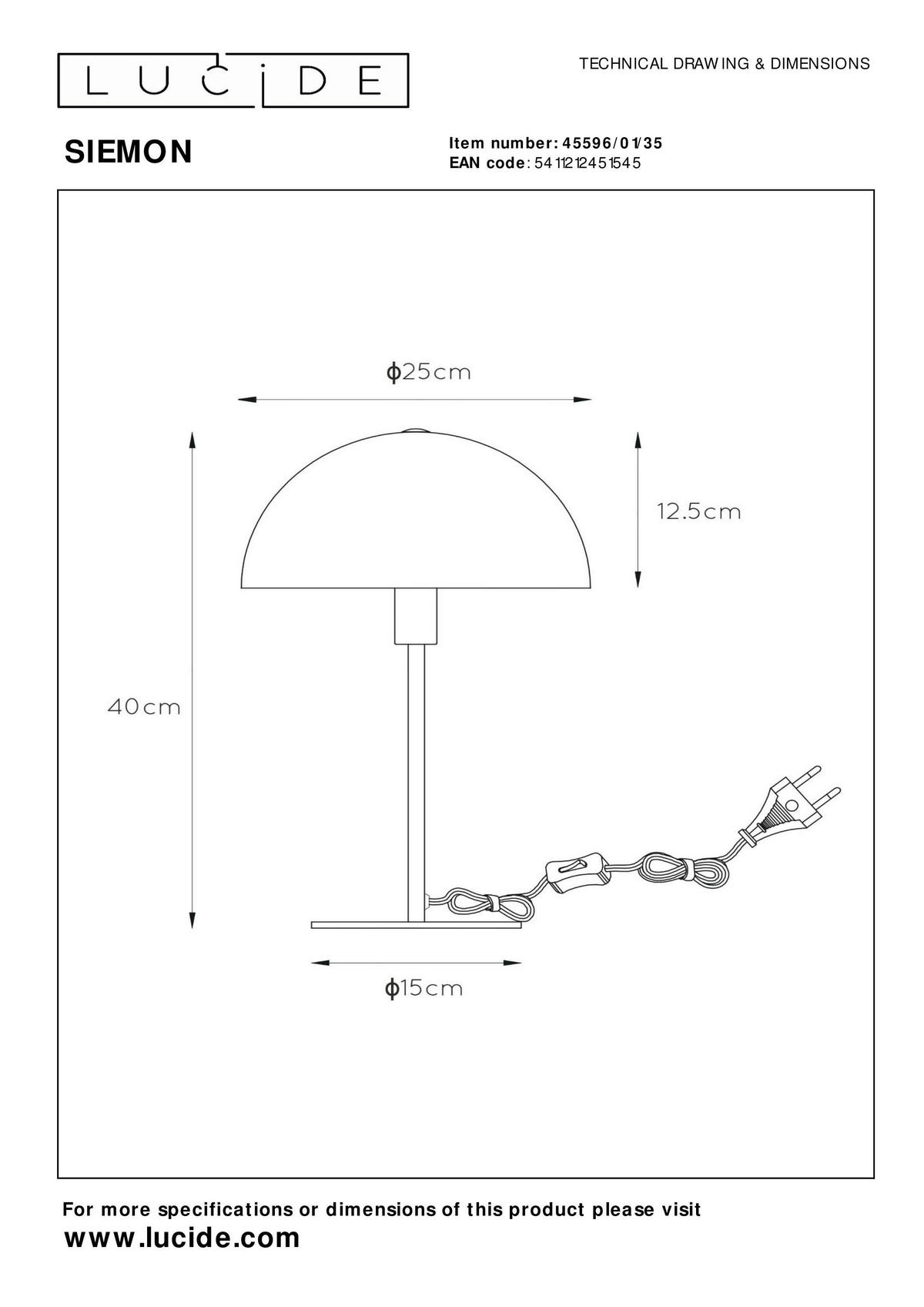 TISCHLEUCHTE - Blau/Messingfarben, Design, Metall (25/40cm) - Lucide