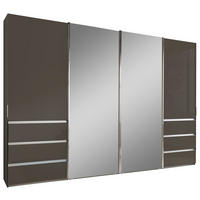 SCHWEBETÜRENSCHRANK in Dunkelgrau  - Chromfarben/Dunkelgrau, Design, Glas/Holzwerkstoff (330/217/67cm) - Novel