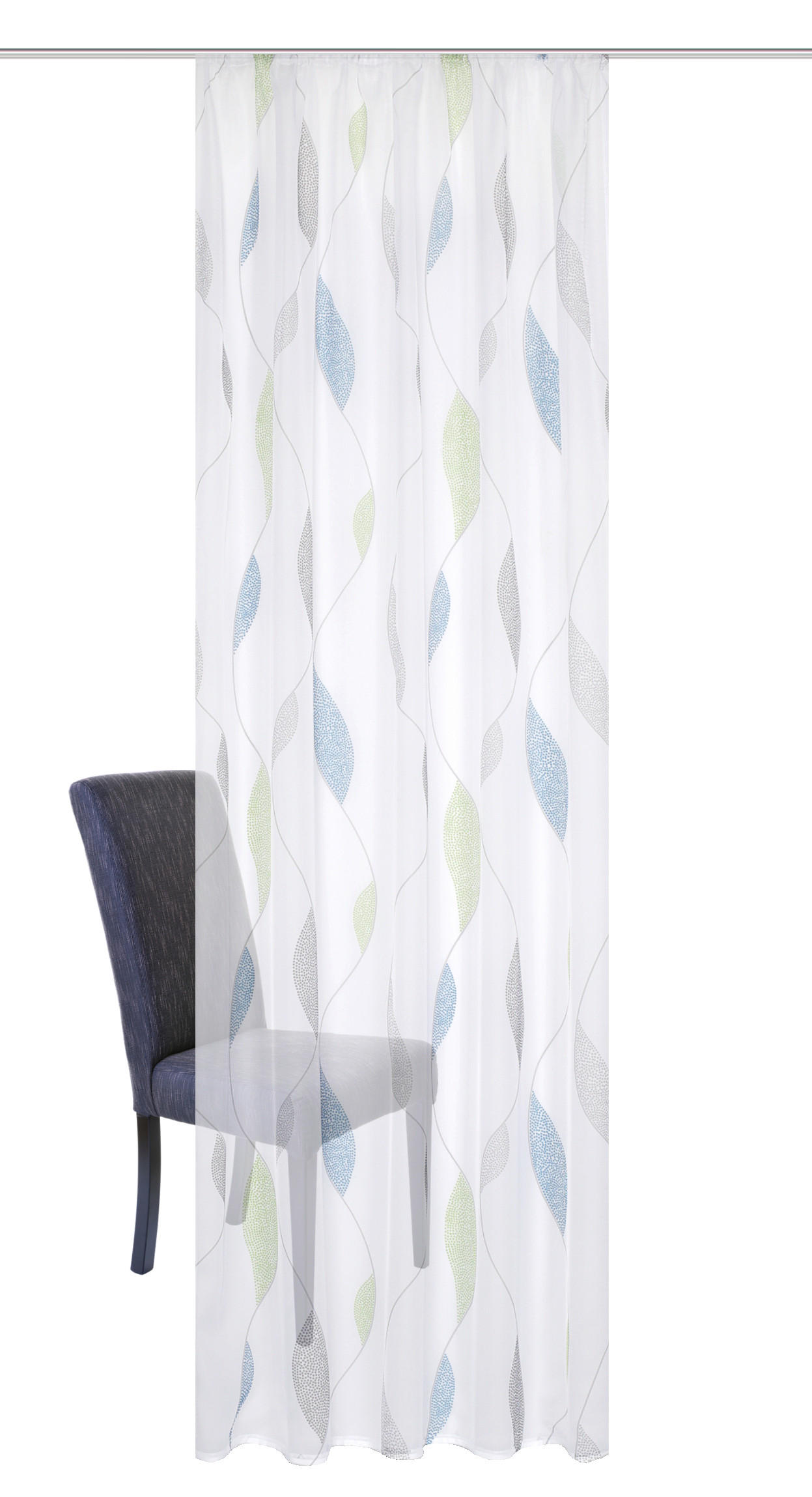 FERTIGVORHANG  transparent  140/145 cm   - Blau/Grün, KONVENTIONELL, Textil (140/145cm)