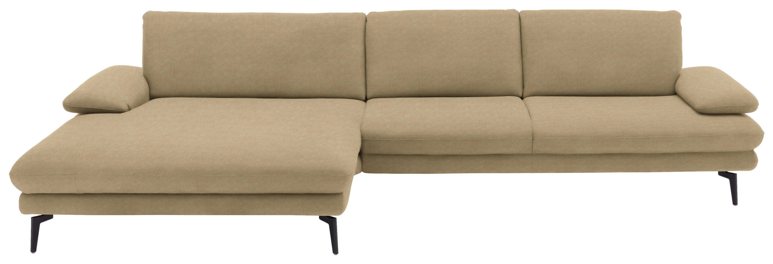 ECKSOFA in Velours Cappuccino  180/310 cm  - Schwarz/Cappuccino, Design, Textil/Metall (180/310cm) - Dieter Knoll