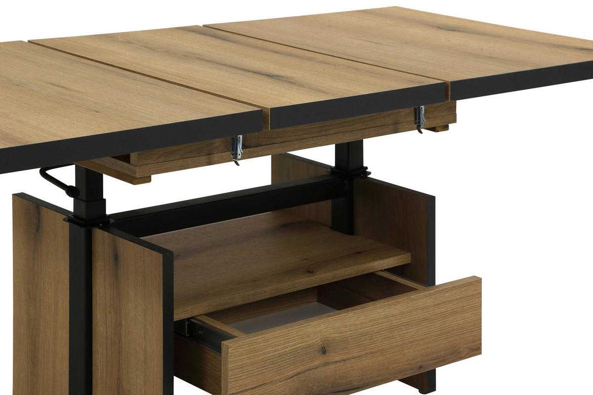 COUCHTISCH 70/110-150/54-73 cm rechteckig Anthrazit, Eichefarben  - Eichefarben/Anthrazit, Design, Holzwerkstoff (70/110-150/54-73cm) - Livetastic