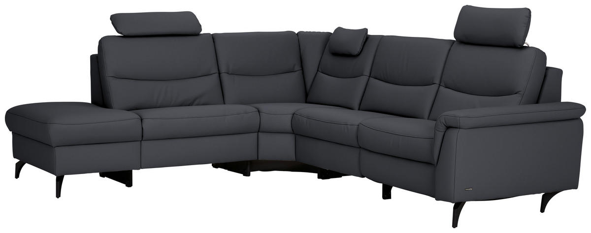 ECKSOFA  in Echtleder Dunkelblau  249/280 cm  - Anthrazit/Dunkelblau, Design, Leder/Metall (249/280cm) - Himolla Komfortklass