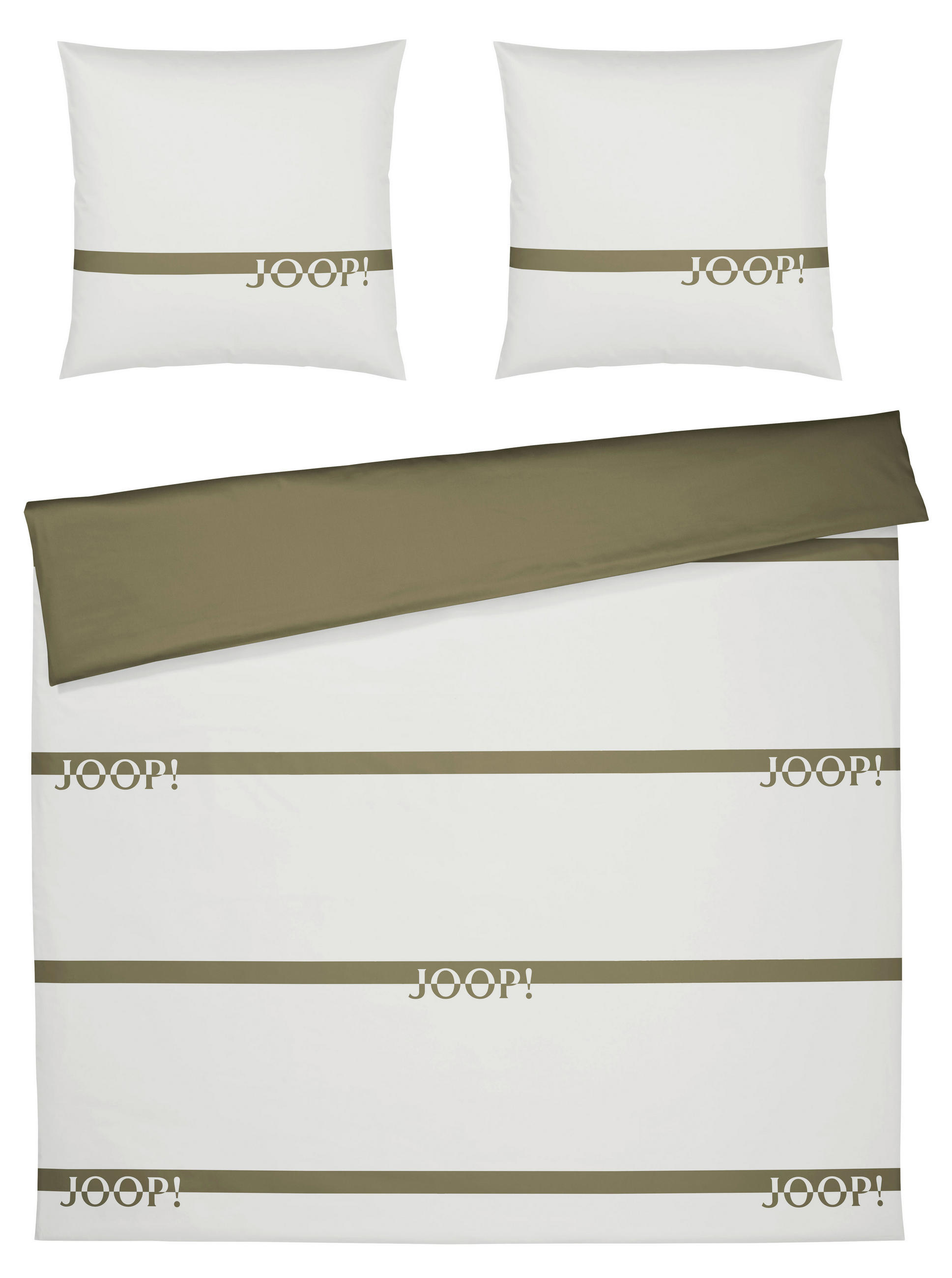 WENDEBETTWÄSCHE Logo Stripes Makosatin 200/220 cm  - Olivgrün/Grün, KONVENTIONELL, Textil (200/220cm) - Joop!