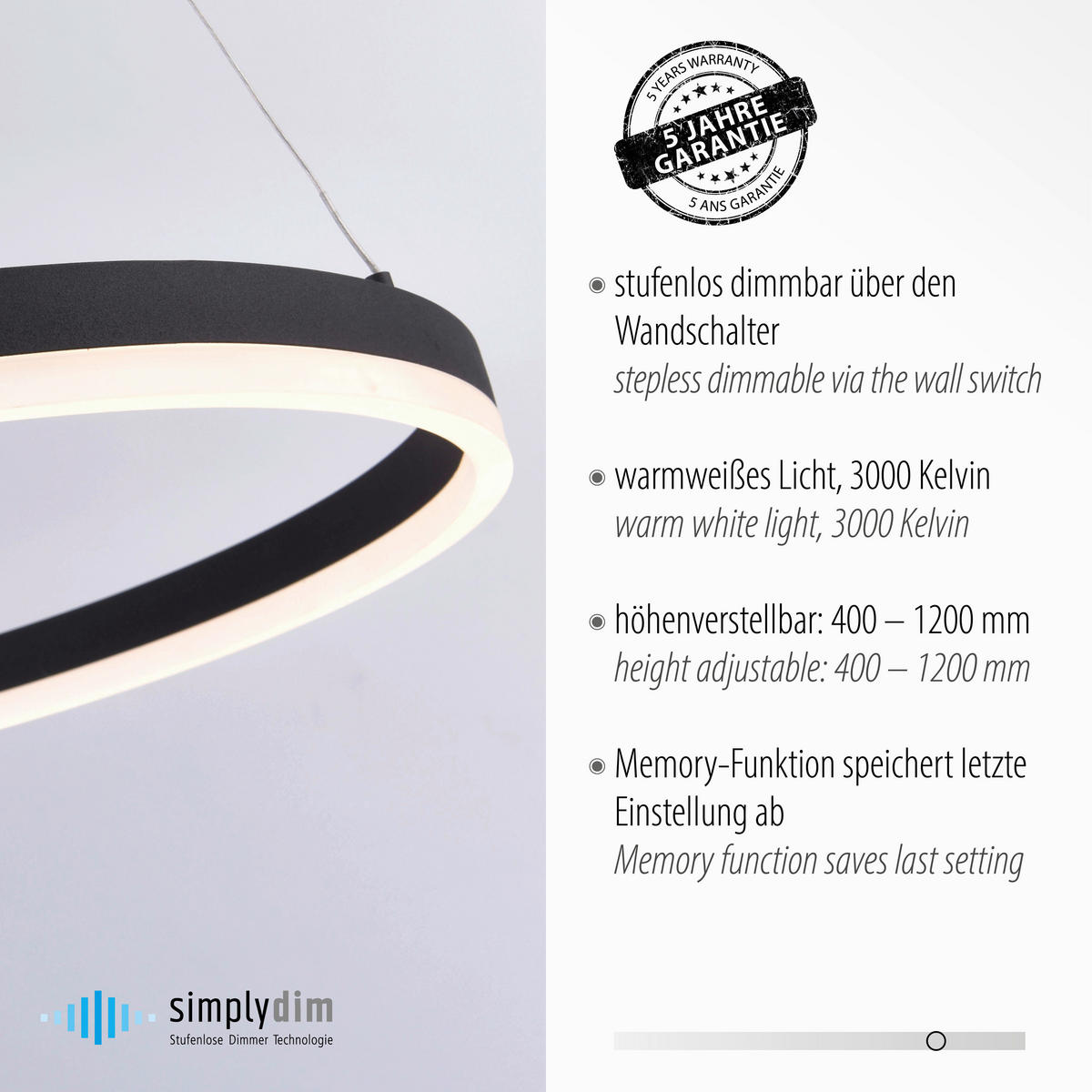LED-HÄNGELEUCHTE Titus 80/80/120 cm   - Anthrazit, Design, Kunststoff/Metall (80/80/120cm) - Paul Neuhaus