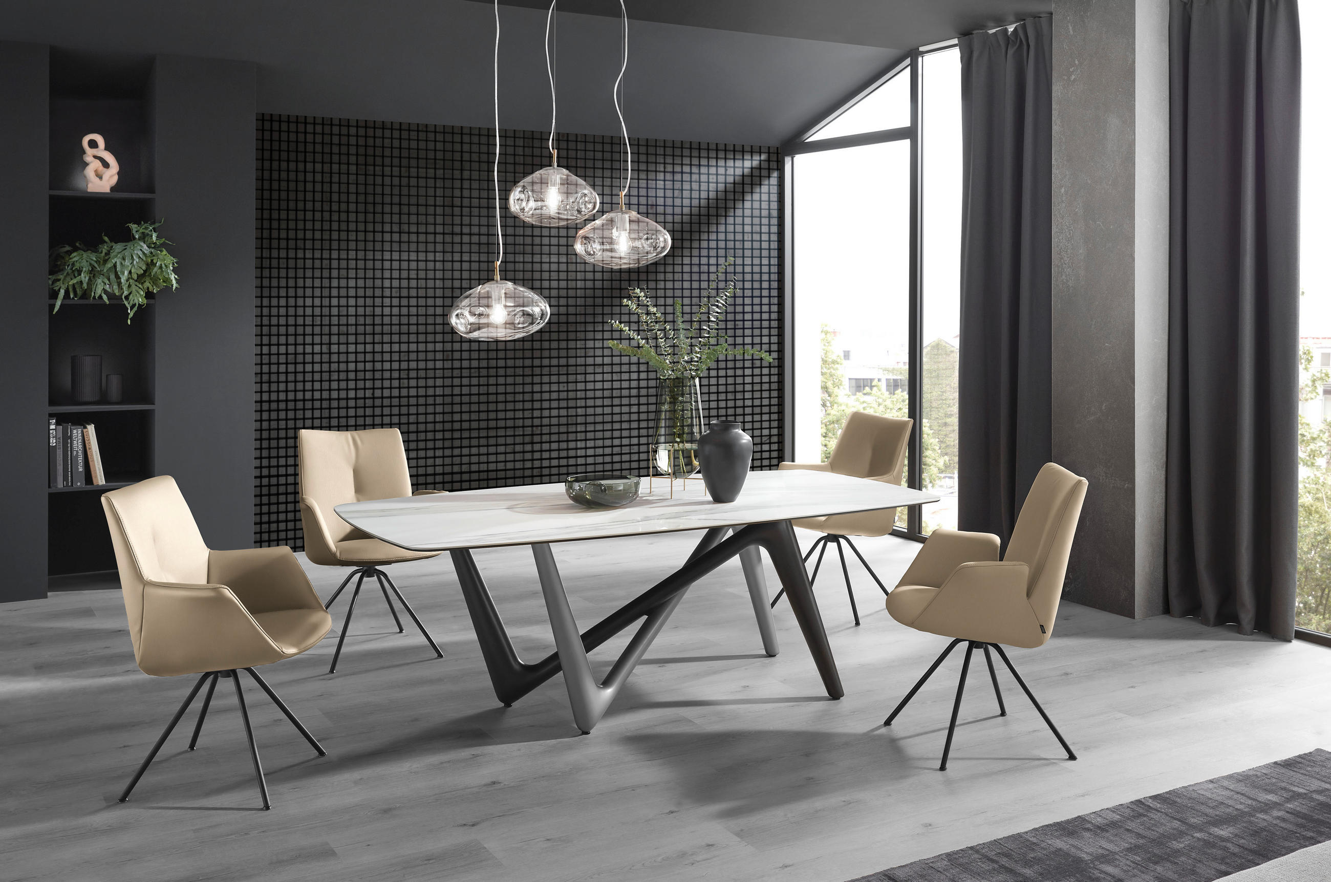 ARMLEHNSTUHL  in Stahl Echtleder pigmentiert  - Schwarz/Cappuccino, Design, Leder/Metall (65/91/63cm) - Dieter Knoll