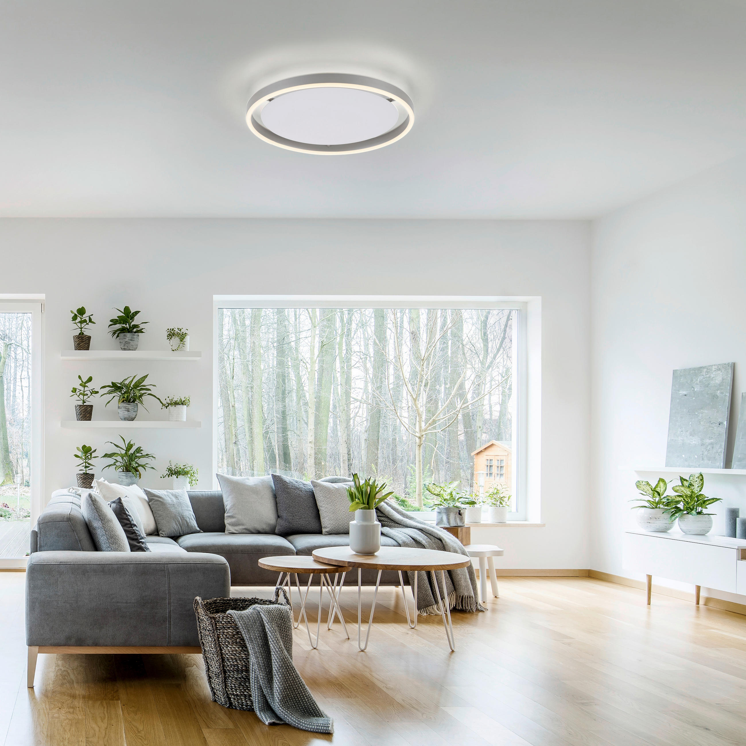 LED-DECKENLEUCHTE 39,3/39,3/5,3 cm   - Alufarben, Design, Kunststoff/Metall (39,3/39,3/5,3cm)
