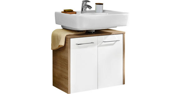 WASCHBECKENUNTERSCHRANK 65,3/52,9/32,8 cm - Chromfarben/Eichefarben, Design, Holzwerkstoff/Metall (65,3/52,9/32,8cm) - Carryhome