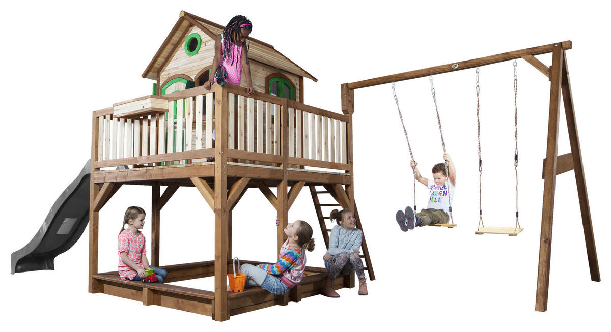 SPIELTURM 613/291/277 cm  - Braun/Grau, KONVENTIONELL, Holz (613/291/277cm) - Ambia Garden