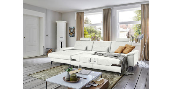 ECKSOFA  in Echtleder Weiß  176/334 cm  - Schwarz/Weiß, Design, Leder/Metall (176/334cm) - Dieter Knoll