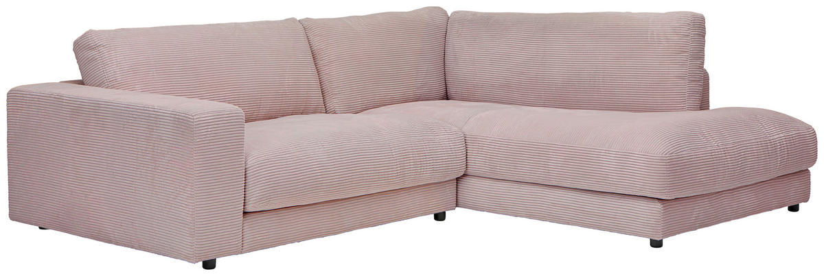 ECKSOFA Rosa Cord  - Schwarz/Rosa, Design, Kunststoff/Textil (265/224cm) - Hom`in