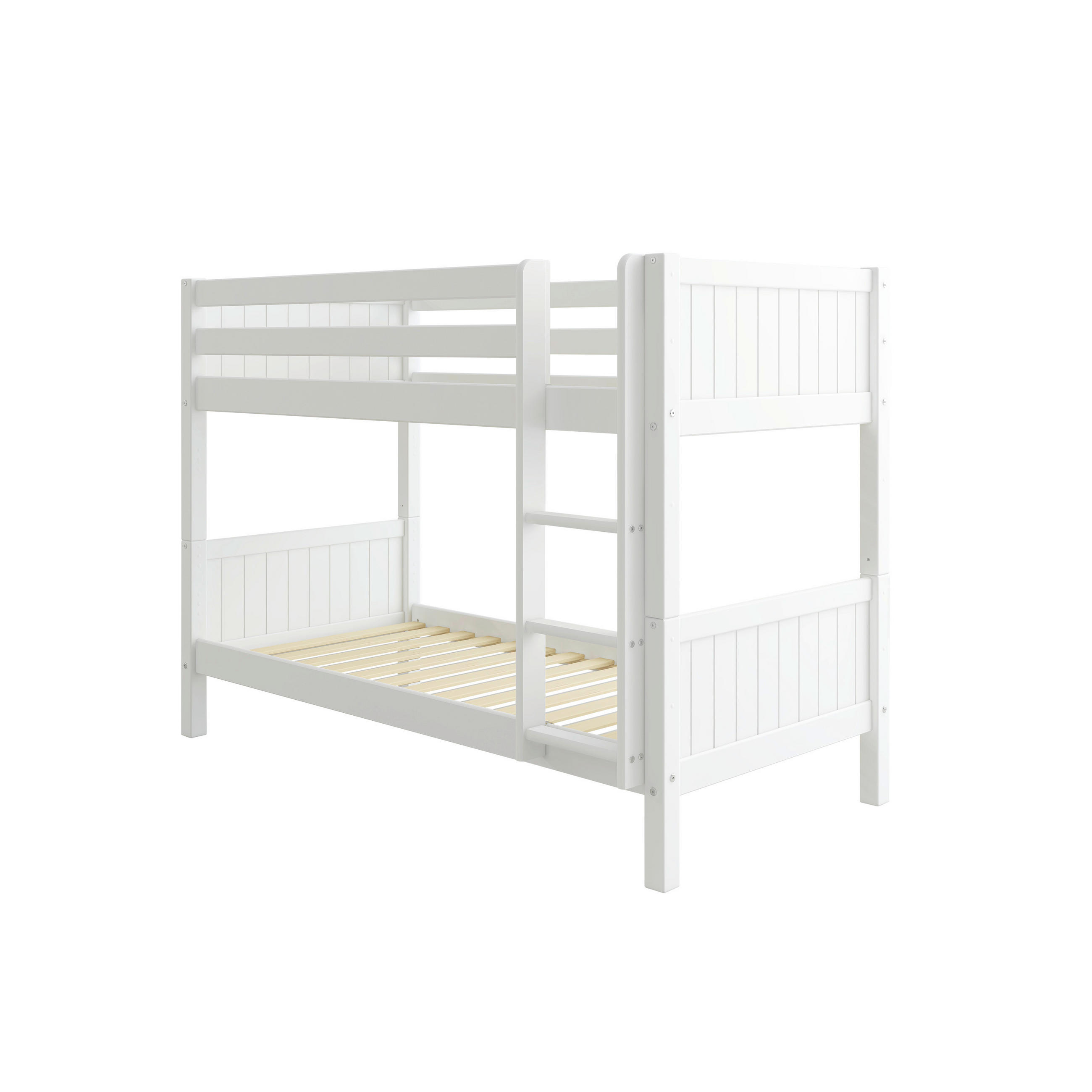 ETAGENBETT 90/200 cm,  in Absturzsicherung, Leiter, Lattenrost, Rollroste  - Weiß, MODERN, Holz (90/200cm) - Chameo