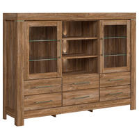 VITRÍNA, barvy dubu, 166/124,5/42 cm - barvy dubu/barvy niklu, Design, kov/kompozitní dřevo (166/124,5/42cm) - Welnova