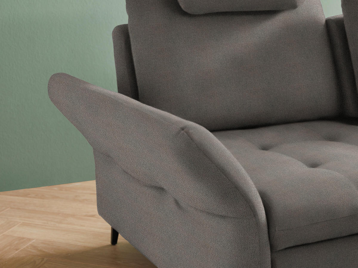 ECKSOFA Greige Flachgewebe  - Greige/Schwarz, Natur, Textil/Metall (288/233cm) - Valnatura