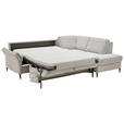 ECKSOFA Ecru Webstoff Schlaffunktion, Matratze  - Ecru/Schwarz, KONVENTIONELL, Textil/Metall (201/277cm) - Dieter Knoll