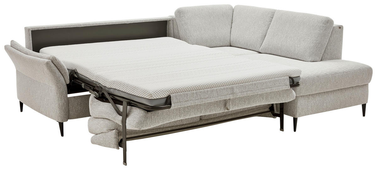 ECKSOFA Webstoff Ecru  - Ecru/Schwarz, Konventionell, Textil/Metall (201/277cm) - Dieter Knoll