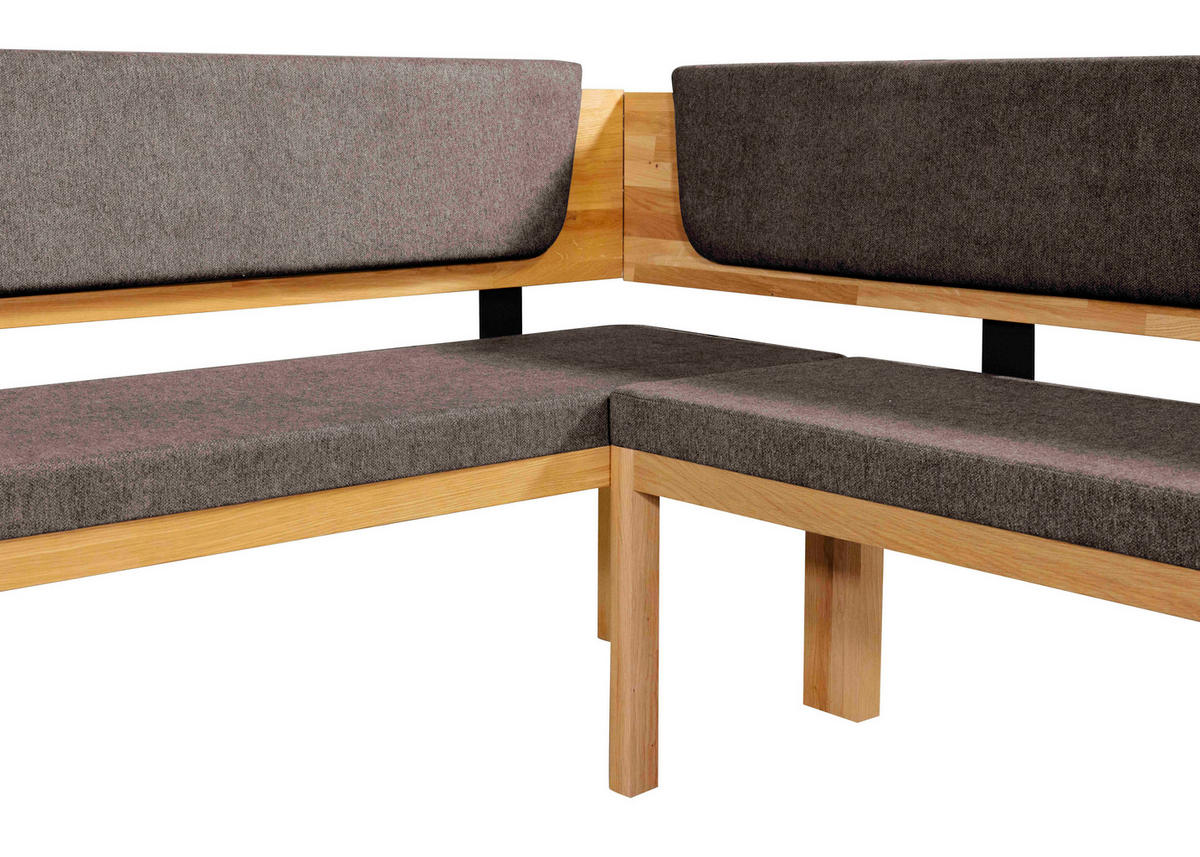 ECKBANK 248/171 cm Webstoff Braun, Eichefarben Eiche vollmassiv   - Eichefarben/Braun, KONVENTIONELL, Holz/Textil (248/171cm) - Linea Natura