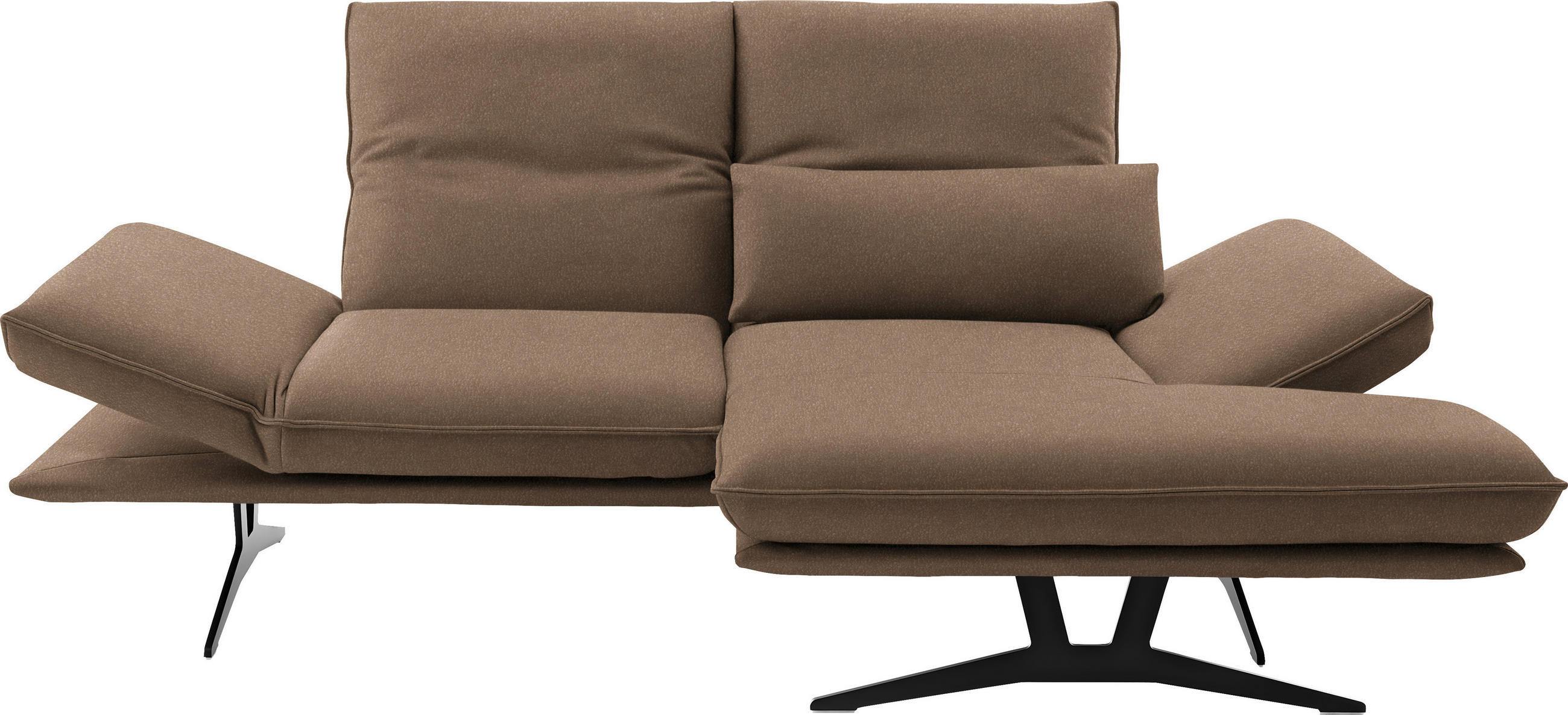ECKSOFA in Echtleder Greige  - Greige/Schwarz, Design, Leder/Metall (210/130cm) - Dieter Knoll