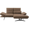 ECKSOFA in Echtleder Greige  - Greige/Schwarz, Design, Leder/Metall (210/130cm) - Dieter Knoll