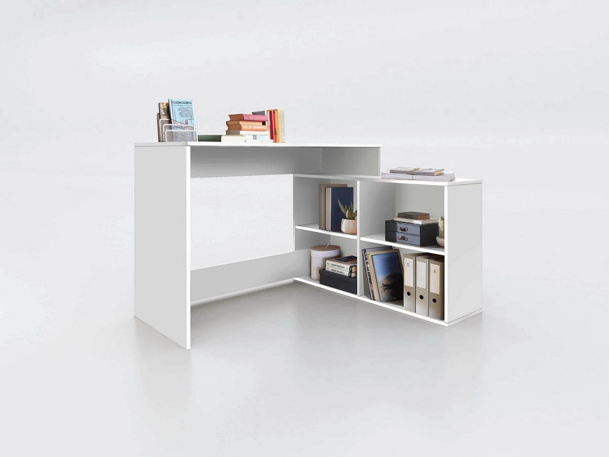 Masă De Birou Pe Colț, material pe bază de lemn - alb, Modern, material pe bază de lemn (120/77/50/100cm) - Boxxx