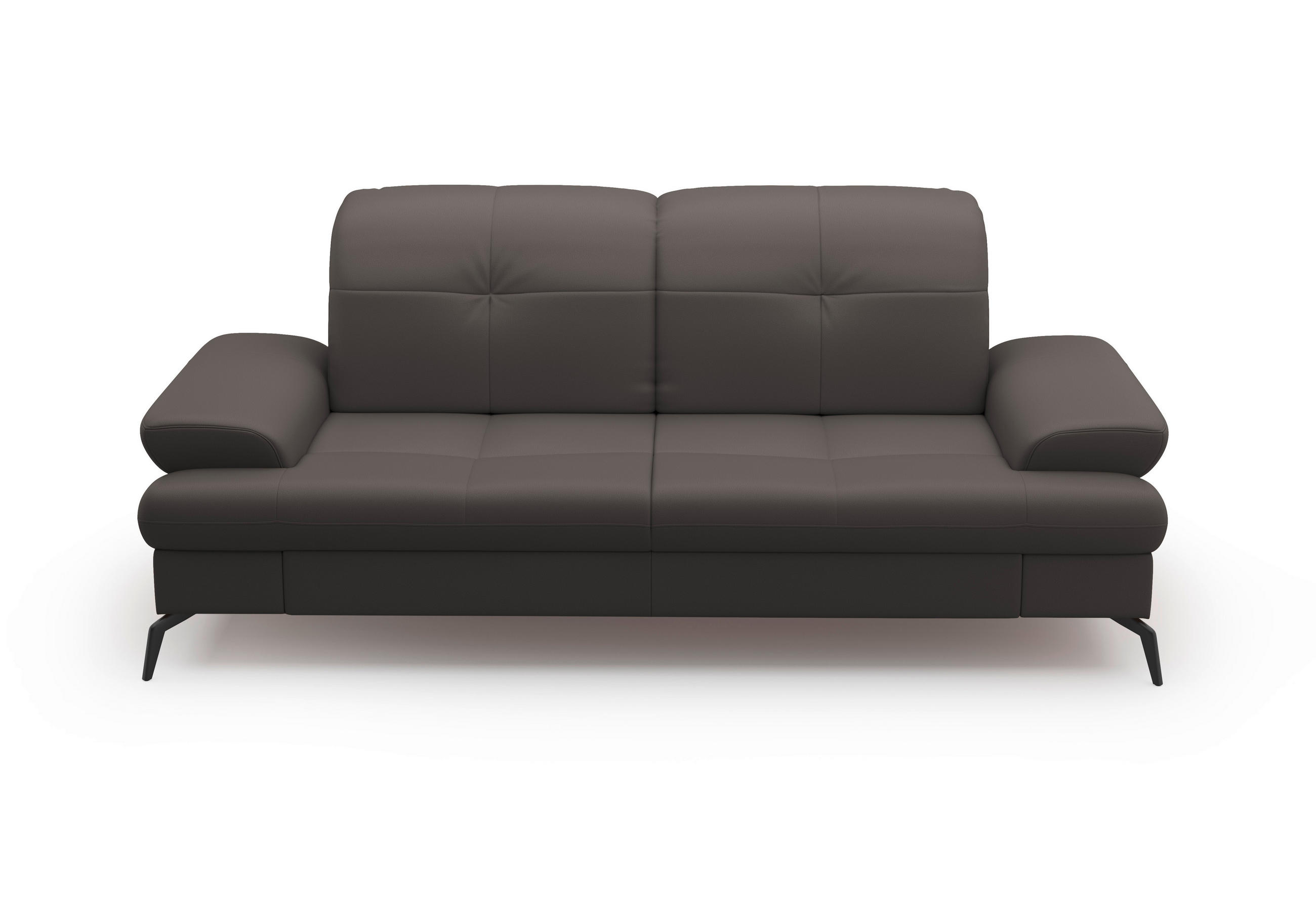 3-SITZER-SOFA in Echtleder Mokka - Schwarz/Mokka, Konventionell, Leder/Metall (212/90/122cm) - Sit & More