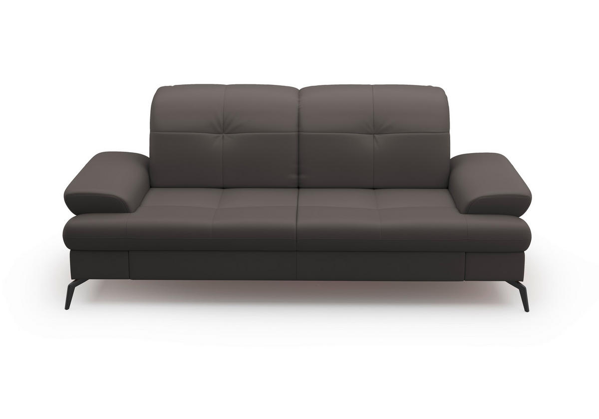 2,5-SITZER in Echtleder Mokka  - Schwarz/Mokka, Konventionell, Leder/Metall (202/90/122cm) - Sit & More