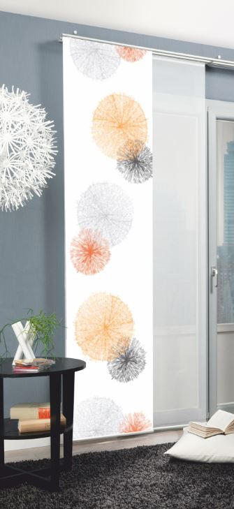 Flächenvorhang Rawlins B: 60 cm, Orange/Grau