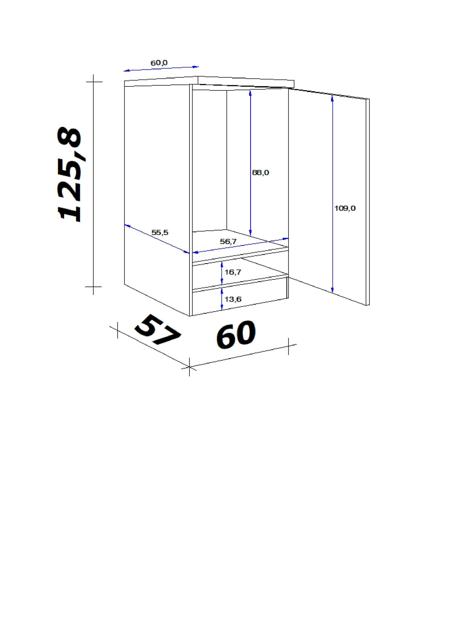 GERÄTEUMBAUSCHRANK 60/126/60 cm  in Dunkelgrau, Eiche San Remo  - Edelstahlfarben/Dunkelgrau, KONVENTIONELL, Holzwerkstoff/Metall (60/126/60cm) - FlexWell