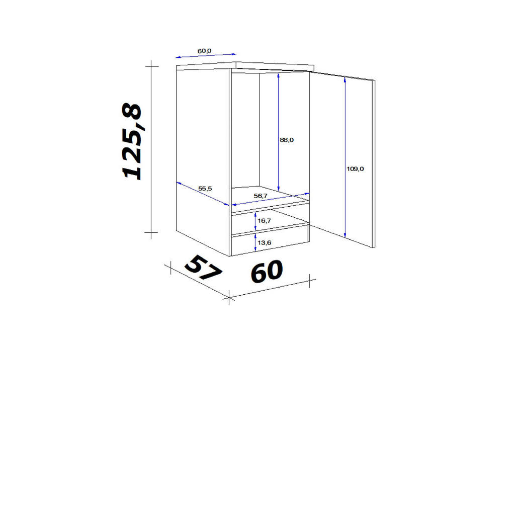 Thumbnail - FlexWell Geräteumbauschrank, Weiß, Weiß Hochglanz, Metall, einzeln stellbar, 60x127x60 cm, Made in Germany, Küchen, Küch...