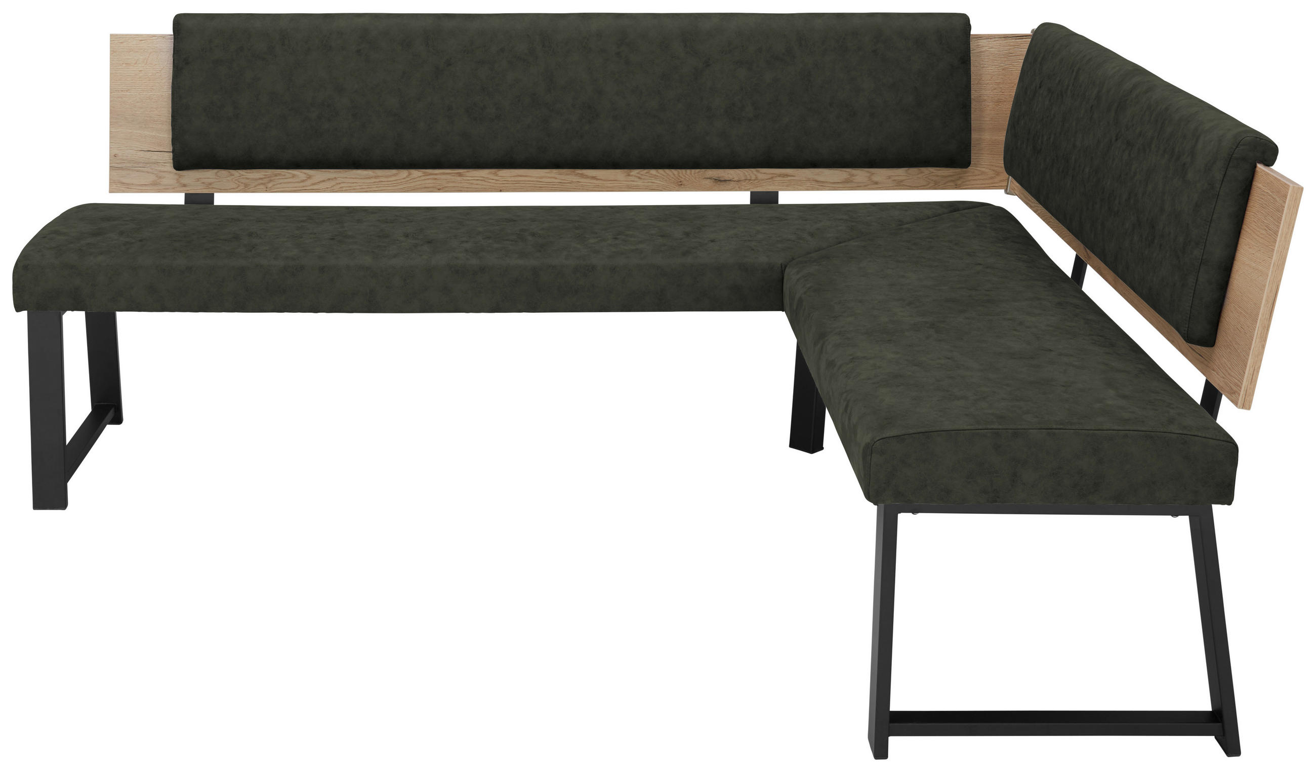 ECKBANK Metall, Textil, Holzwerkstoff Dunkelgrün  - Dunkelgrün/Schwarz, Modern, Holzwerkstoff/Textil (200/190cm) - Venda