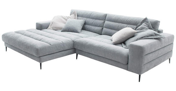 ECKSOFA in Flachgewebe Hellblau  - Schwarz/Hellblau, Design, Textil/Metall (207/296cm) - Dieter Knoll