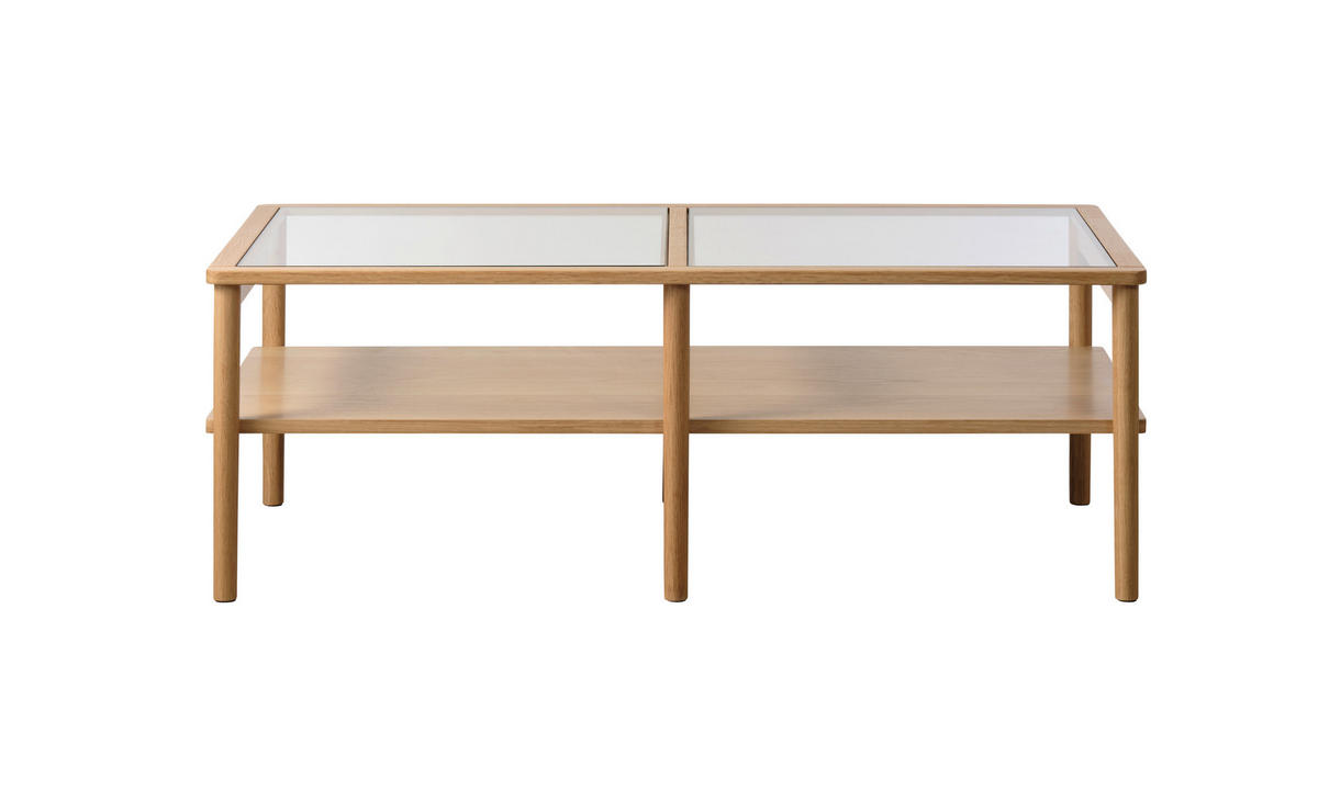 COUCHTISCH in Glas, Holzwerkstoff, Holz 120/60/41 cm  - Eichefarben, Basics, Glas/Holz (120/60/41cm) - Boxxx