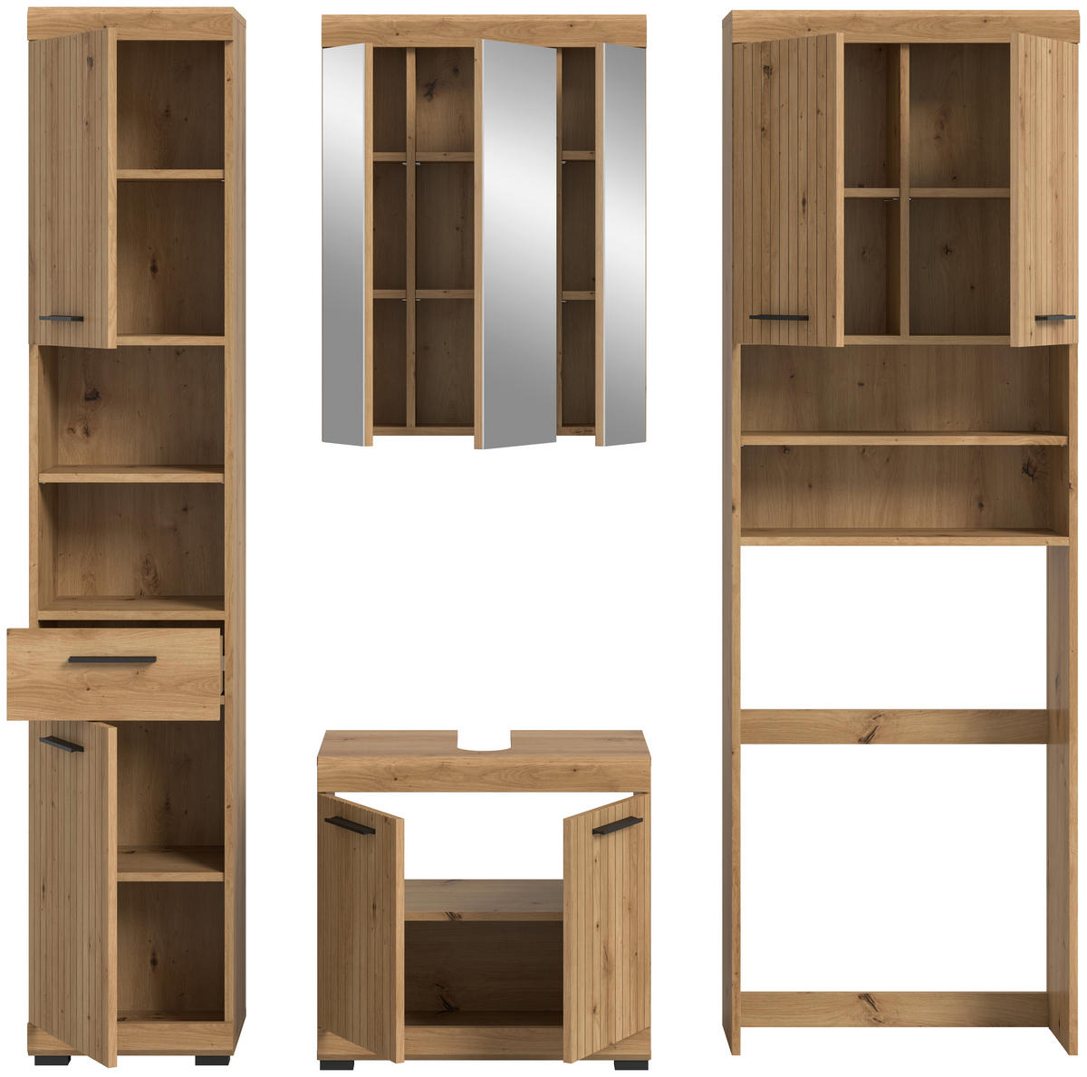 BADRUM 160 cm  - svart/ek Artisan, Trend, trämaterial/glas (160cm) - MID.YOU