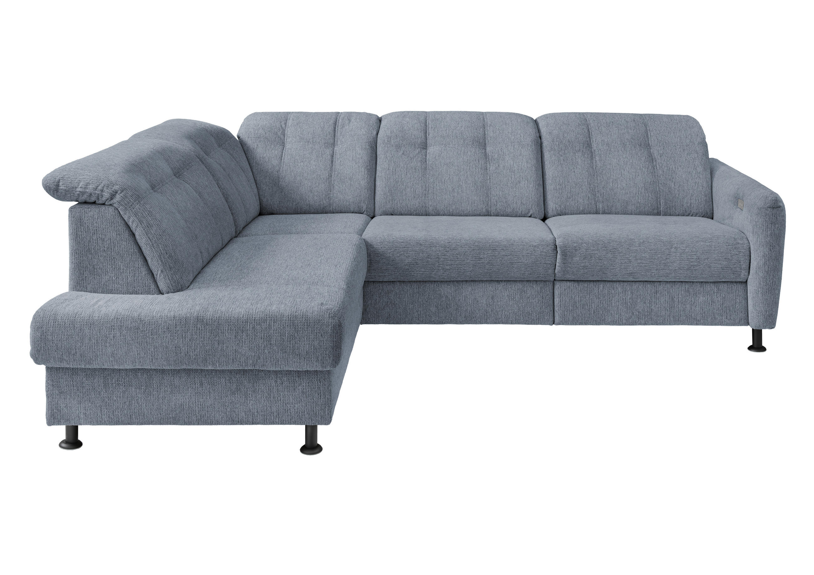ECKSOFA in Chenille Hellblau  - Schwarz/Hellblau, Modern, Textil/Metall (198/270cm) - Livetastic