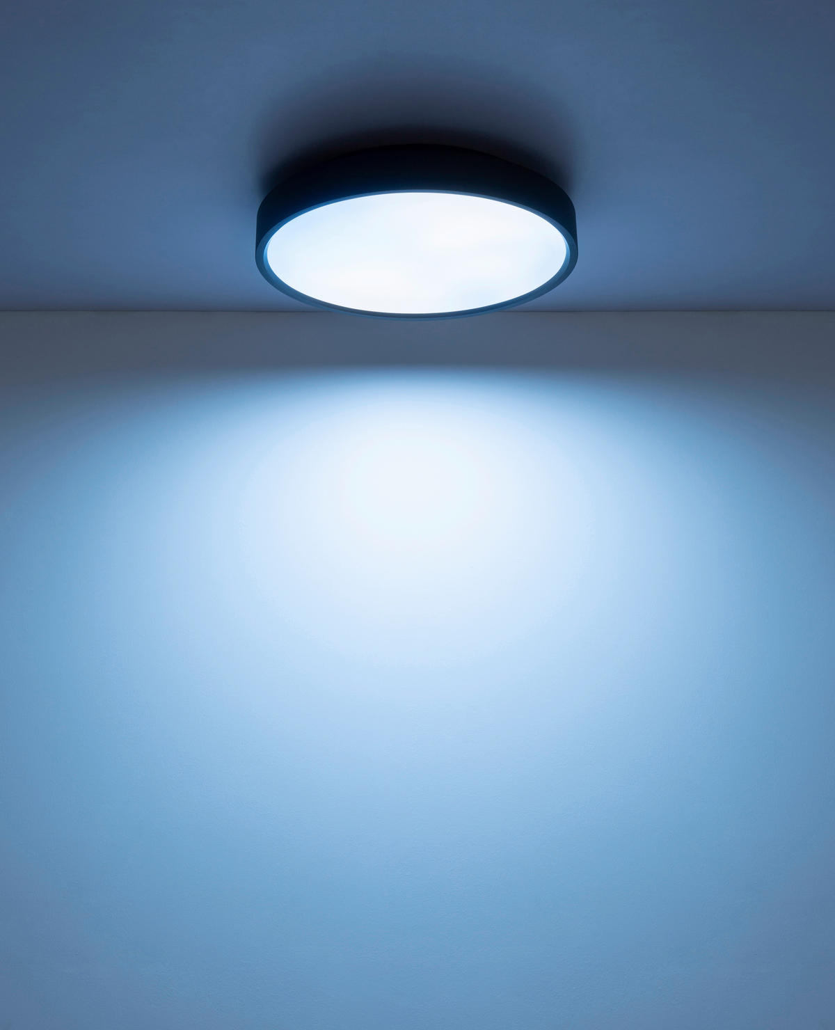LED-DECKENLEUCHTE Jess 39/7,7 cm  - Opal/Schwarz, Design, Kunststoff/Metall (39/7,7cm) - Globo