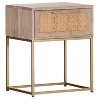 BEISTELLTISCH Holz 45/37/56 cm  - Goldfarben/Naturfarben, Natur, Holz/Metall (45/37/56cm)