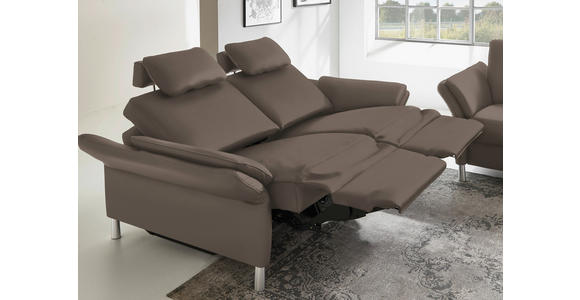 3-SITZER-SOFA Latina in Echtleder Braun   - Alufarben/Braun, Design, Leder/Metall (190/82/99cm) - Dieter Knoll