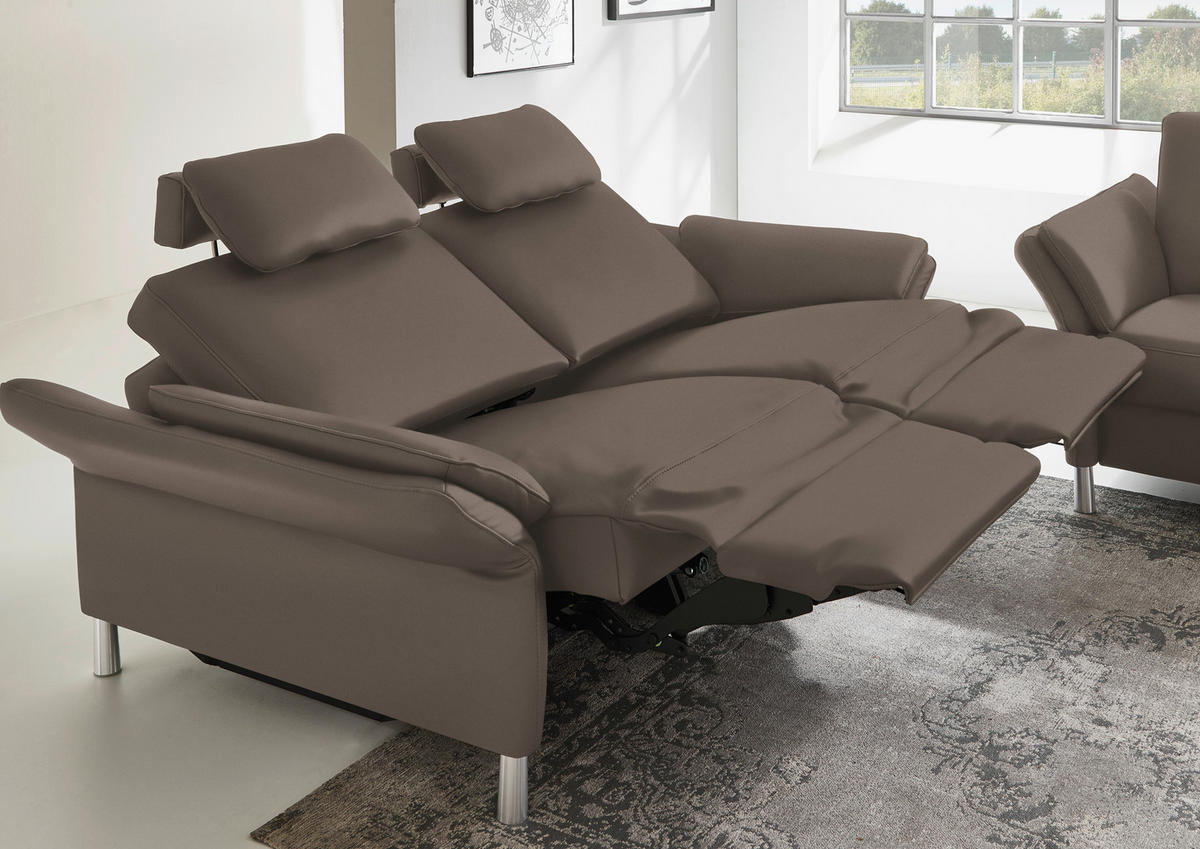 3-SITZER-SOFA in Leder Braun  - Alufarben/Braun, Design, Leder/Metall (190/82/99cm) - Dieter Knoll