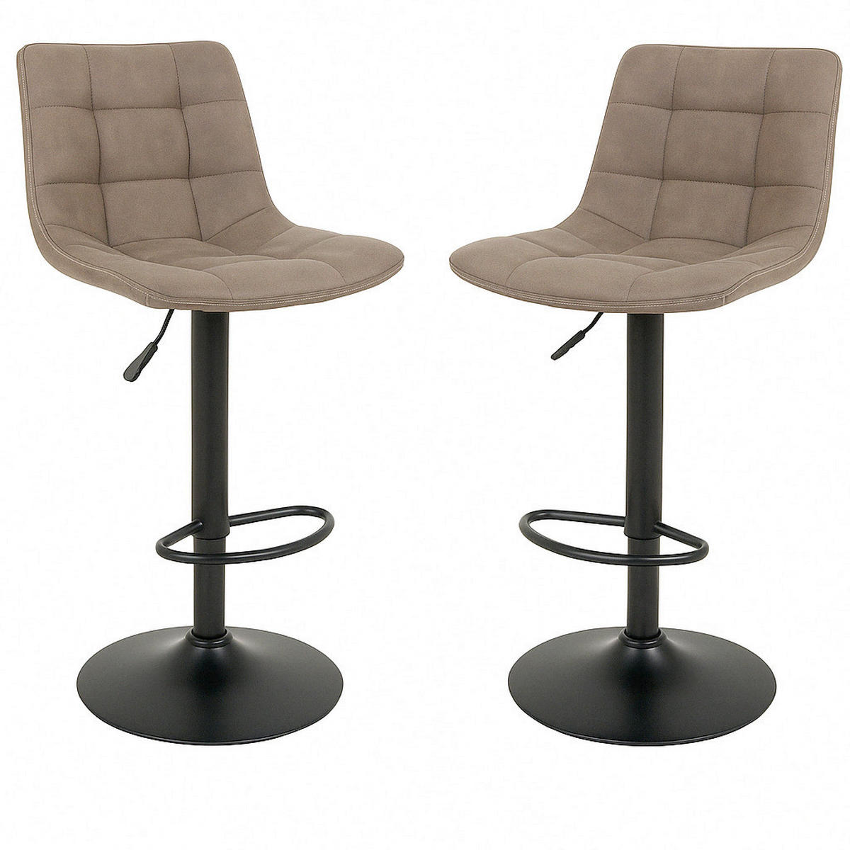 BARHOCKER-SET Hellbraun  - Hellbraun/Schwarz, MODERN, Textil/Metall (43/88-108/45cm) - MID.YOU