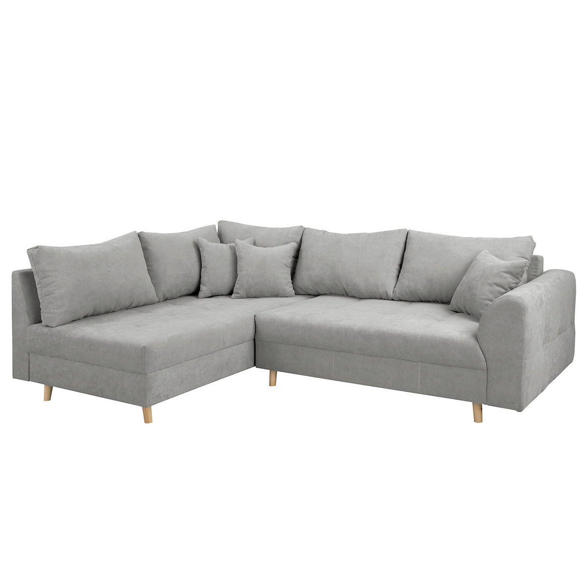 ECKSOFA inkl. Hocker Ariella Grau Mikrofaser Rückenkissen, Hocker  - Naturfarben/Grau, Design, Holz/Textil (161/231cm) - Livetastic