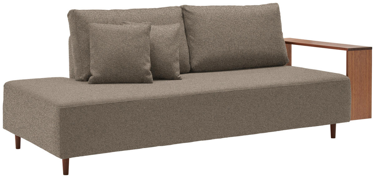 SCHLAFSOFA in Textil Greige  - Greige/Nussbaumfarben, Natur, Holz/Textil (228/90/100cm) - Joka