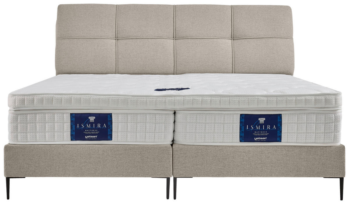 BOXSPRING-ÁGY 180/200 cm  krémszínű  - krémszínű/natúr színű, Modern, faalapú anyag/textil (180/200cm) - MID.YOU