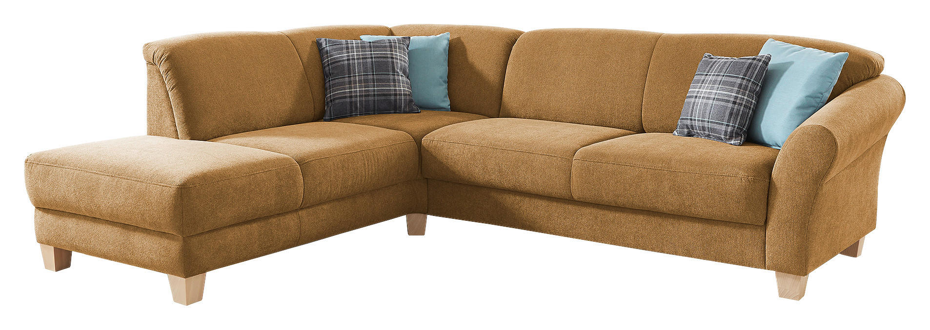 ECKSOFA in Flachgewebe Senfgelb  - Senfgelb/Naturfarben, Konventionell, Holz/Textil (212/257cm) - Sit & More